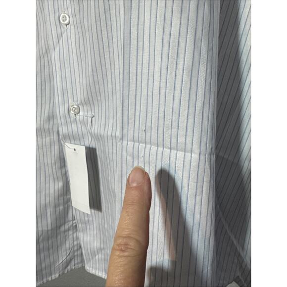 Bill Blass Easy Care Men’s Pinstripe 100% Cotton Long Sleeve Button Up 2XL - Picture 9 of 9